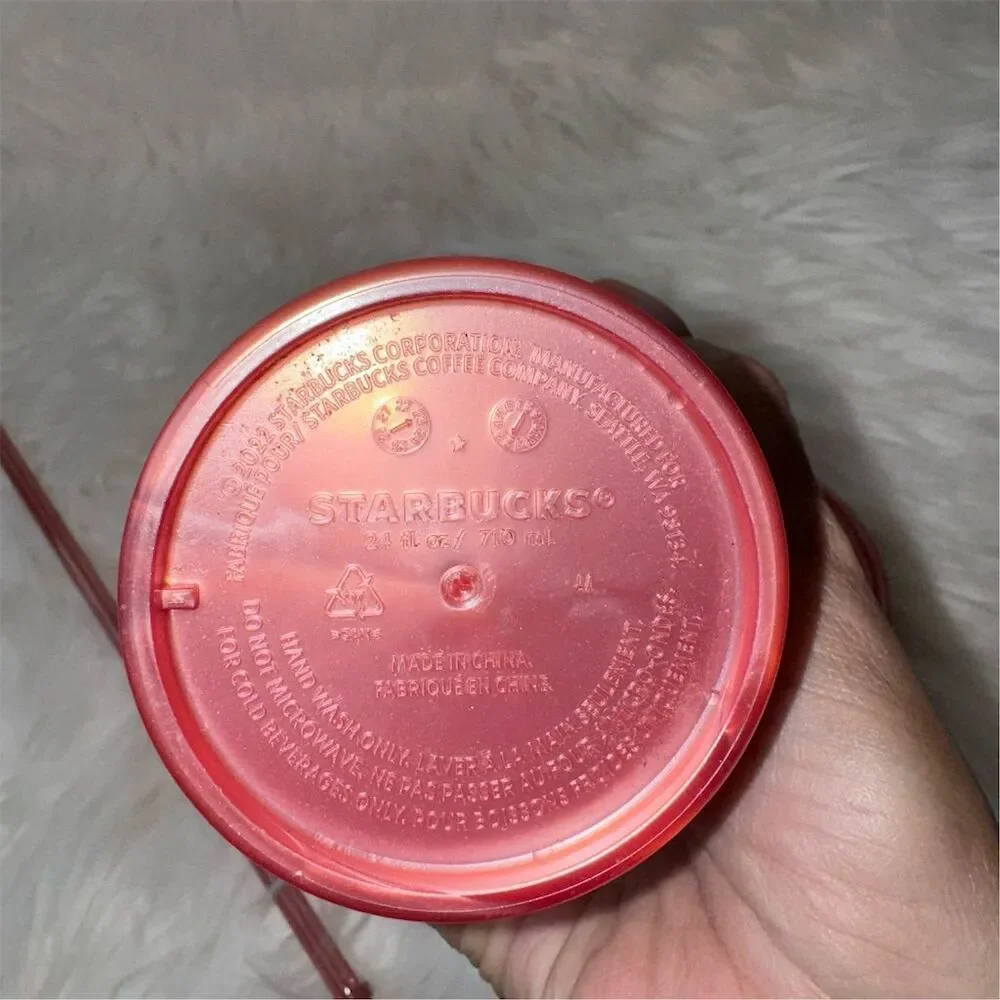 Starbucks‎ 24oz Pink Shimmer Shell Mermaid Cold Cup Tumbler with Straw